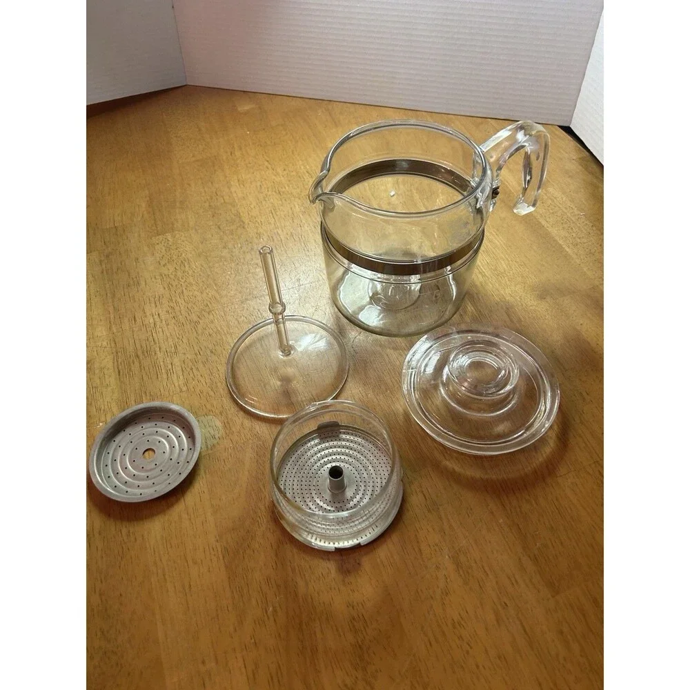 PYREX Flameware Glass Percolator Coffee Pot 6 Cup 7756 B Complete w/ Stem READ